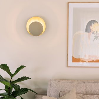 Okrągły designerski kinkiet japandi beżowy Orbit Globen Lighting